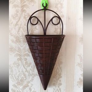 🆕 1pc Woven Design Plastic Plant Pot,  Hanging Flower Storage Basket